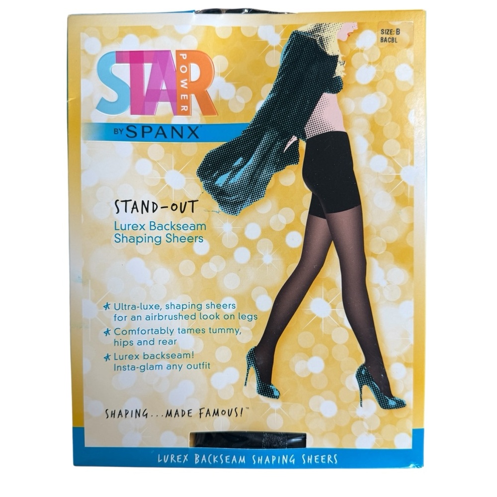 SPANX Black Lurex Backseam Shaping Sheers Size‎ B